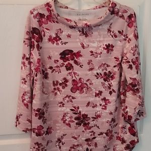 Mauve Floral Print Tunic 3/4 Sleeve